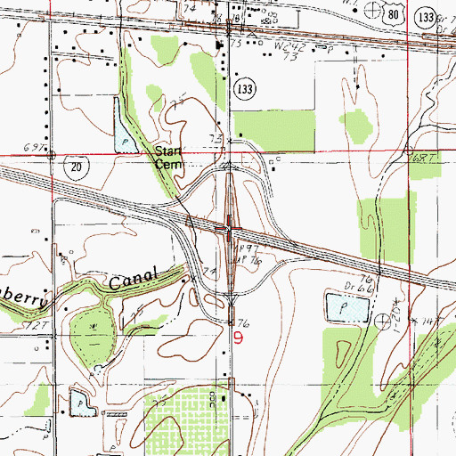 Topographic Map of Interchange 132, LA