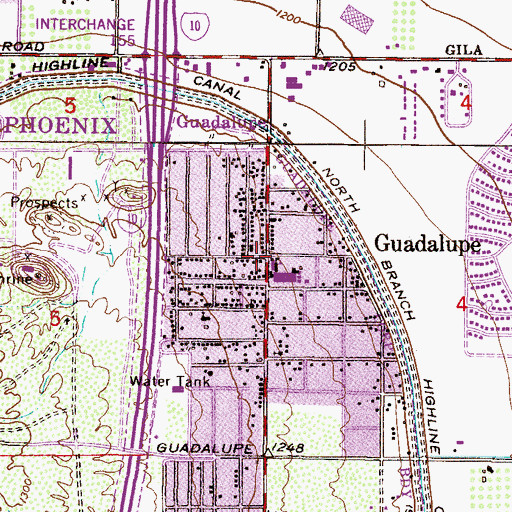 Topographic Map of Guadalupe, AZ
