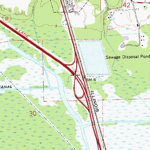 Topographic Map of Interchange 23, LA