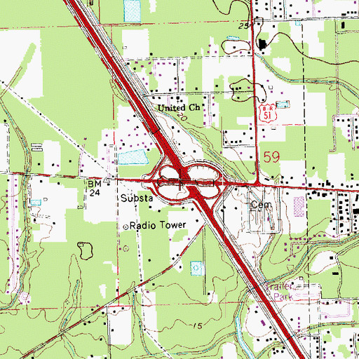 Topographic Map of Interchange 26, LA