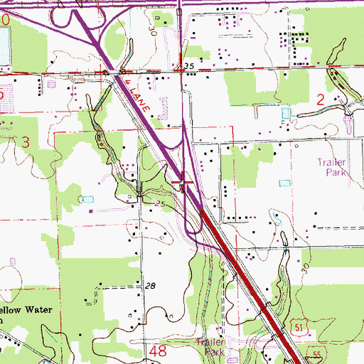 Topographic Map of Interchange 28, LA