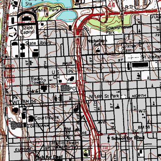 Topographic Map of Interchange 1C, LA
