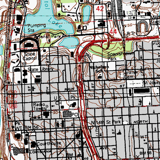 Topographic Map of Interchange 1D, LA