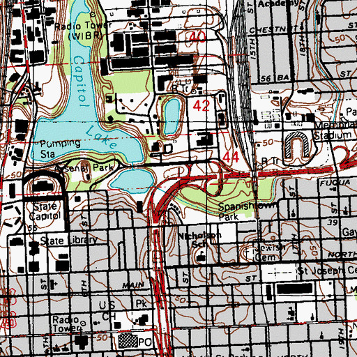 Topographic Map of Interchange 1E, LA