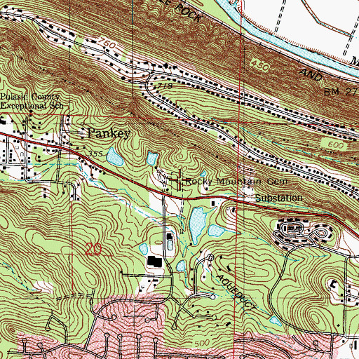 Topographic Map of Rocky Mountain Cemetery, AR