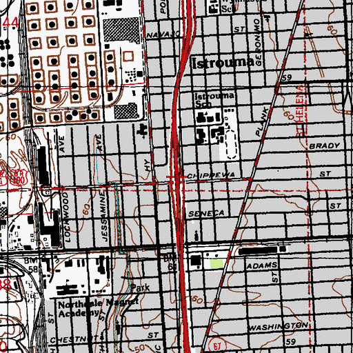 Topographic Map of Interchange 3A, LA
