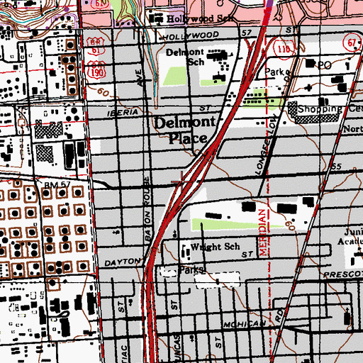 Topographic Map of Interchange 4A, LA