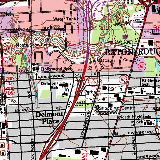 Topographic Map of Interchange 4B, LA
