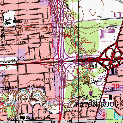 Topographic Map of Interchange 5, LA