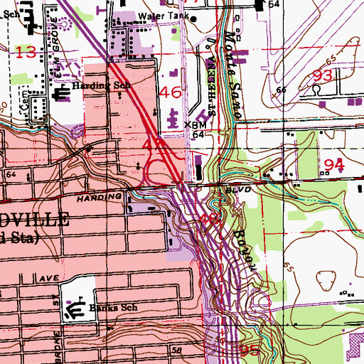Topographic Map of Interchange 6, LA