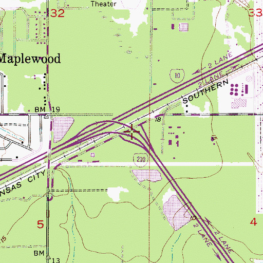 Topographic Map of Interchange 1, LA