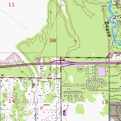 Topographic Map of Interchange 3, LA