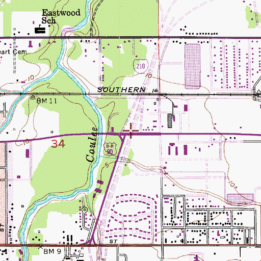Topographic Map of Interchange 12, LA