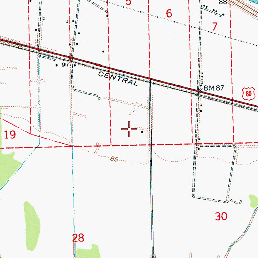 Topographic Map of Interchange 186, LA