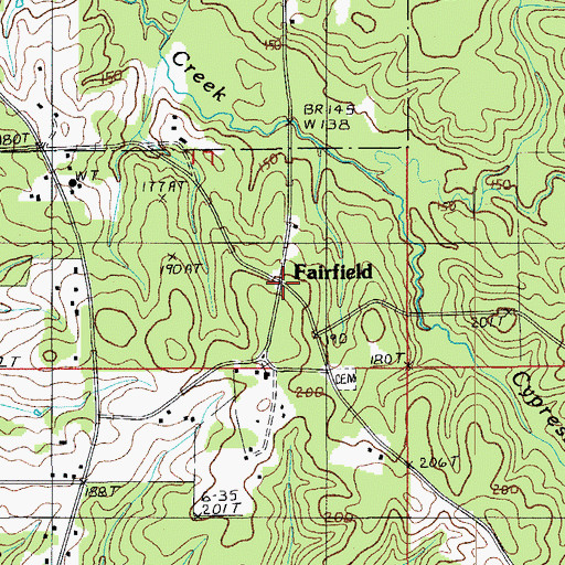 Topographic Map of Fairfield, LA