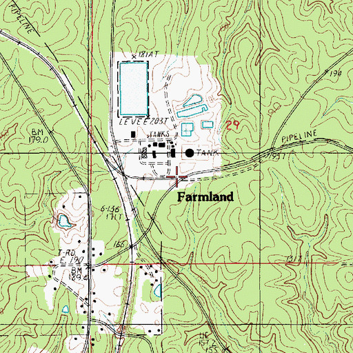 Topographic Map of Farmland, LA