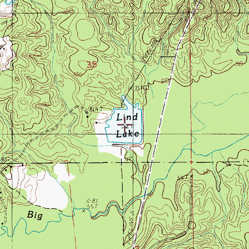 Topographic Map of Lind Lake, LA