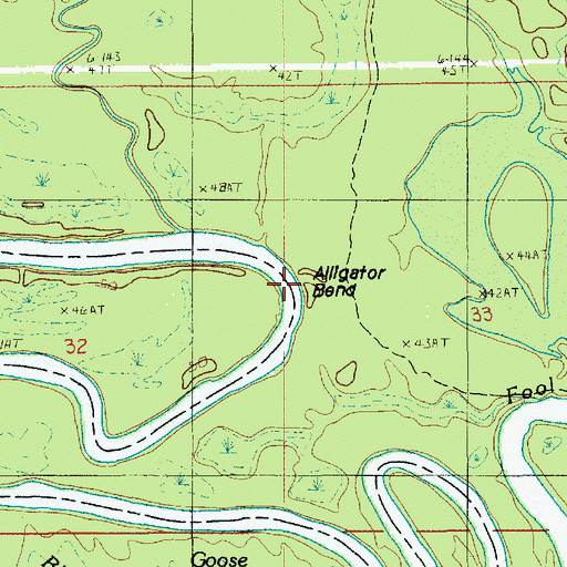 Topographic Map of Alligator Bend, LA