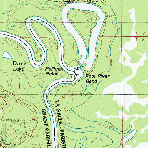 Topographic Map of Fool River Bend, LA