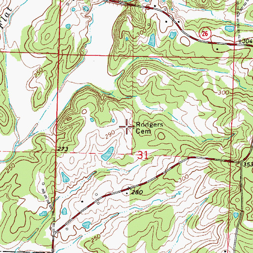 Topographic Map of Rodgers Cemetery, AR