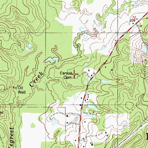 Topographic Map of Carroll Cemetery, LA
