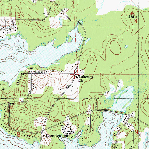 Topographic Map of Lakeside Church, LA