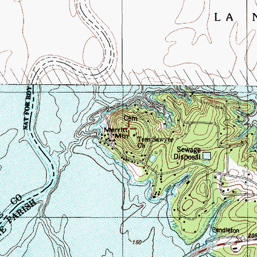 Topographic Map of Merritt Mountain, LA