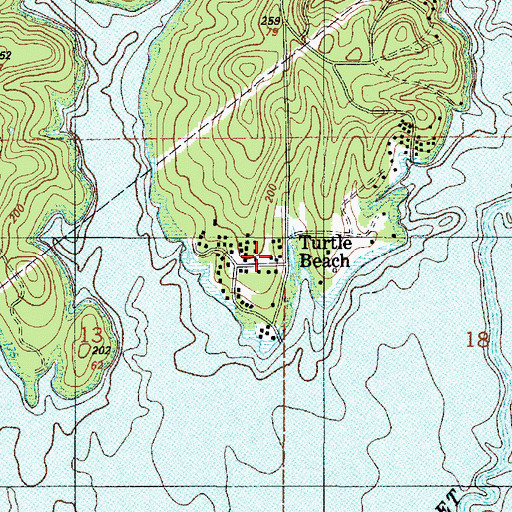 Topographic Map of Turtle Beach, LA