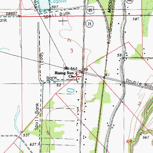 Topographic Map of Rising Sun Church, LA