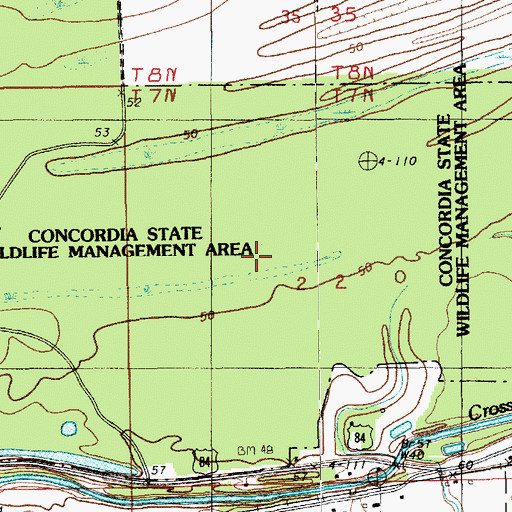 Topographic Map of Concordia State Wildlife Management Area, LA