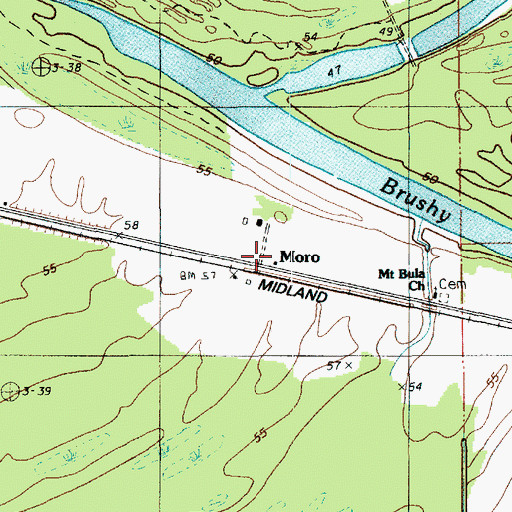 Topographic Map of Moro, LA
