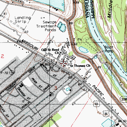 Topographic Map of Saint Thomas Church, LA
