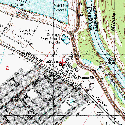 Topographic Map of Old Saint Reed Church, LA