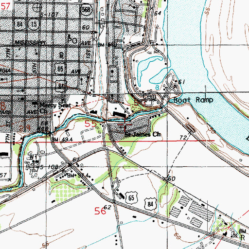 Topographic Map of Saint James Church, LA