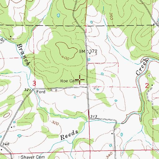 Topographic Map of Roe Cemetery, AR