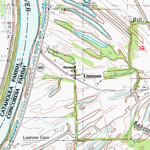 Topographic Map of Aimwell Church, LA