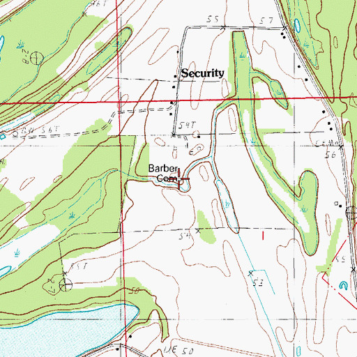 Topographic Map of Barber Cemetery, LA