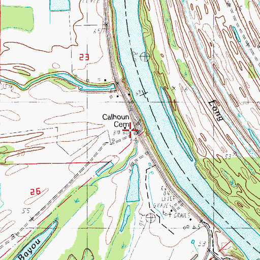 Topographic Map of Calhoun Cemetery, LA