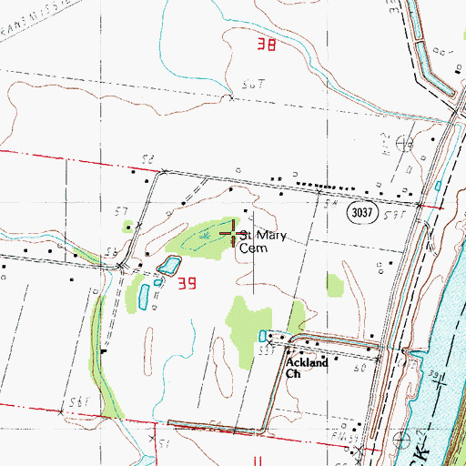 Topographic Map of Saint Mary Cemetery, LA