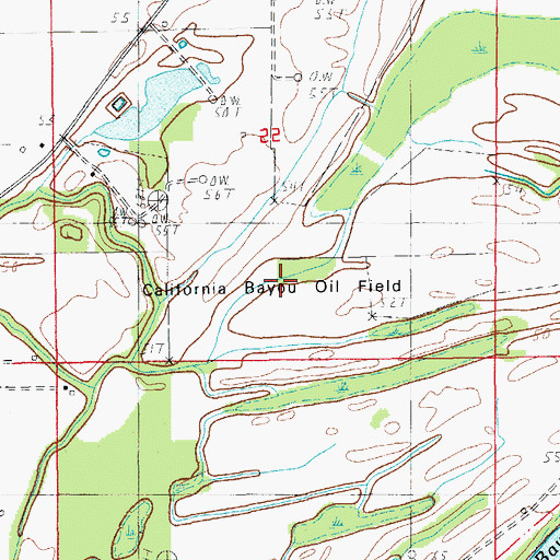 Topographic Map of California Bayou Oil Field, LA
