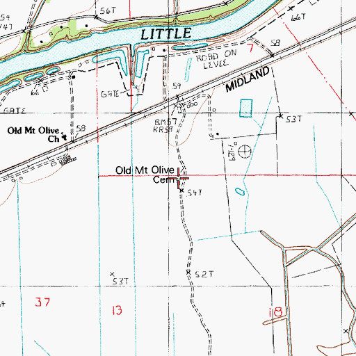 Topographic Map of Old Mount Olive Cemetery, LA