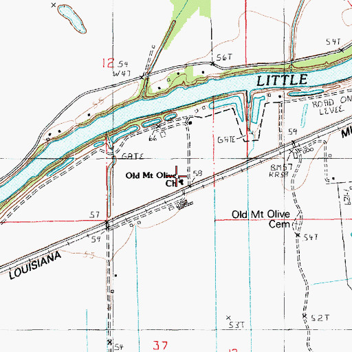 Topographic Map of Old Mount Olive Church, LA