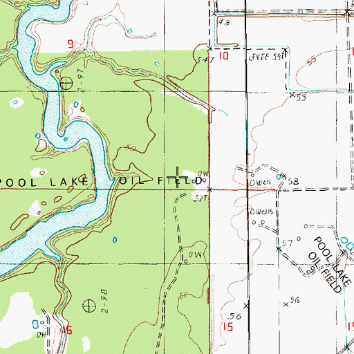 Topographic Map of Pool Lake Oil Field, LA
