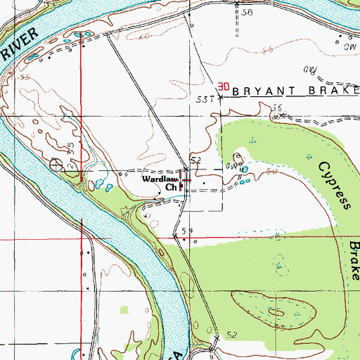 Topographic Map of Wardlaw Church, LA