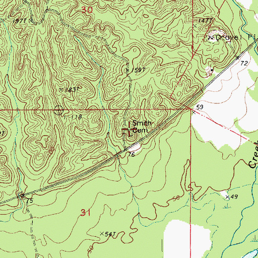 Topographic Map of Smith Cemetery, LA