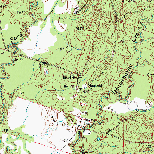 Topographic Map of Webb, LA