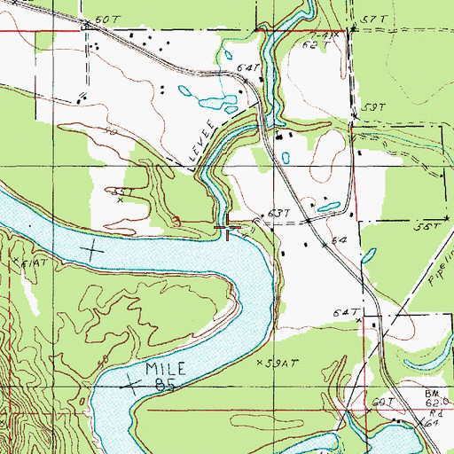 Topographic Map of Bayou Wade, LA