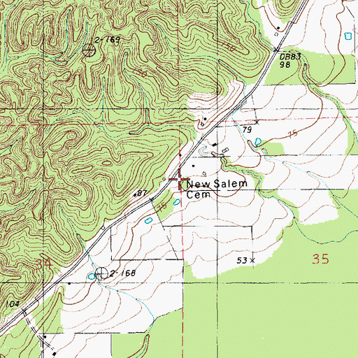 Topographic Map of New Salem Cemetery, LA