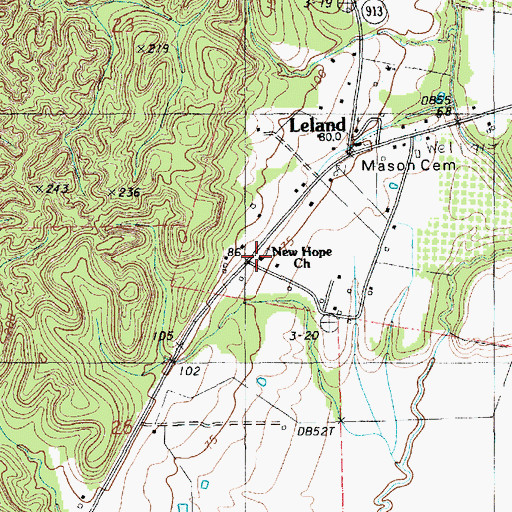 Topographic Map of New Hope Church, LA