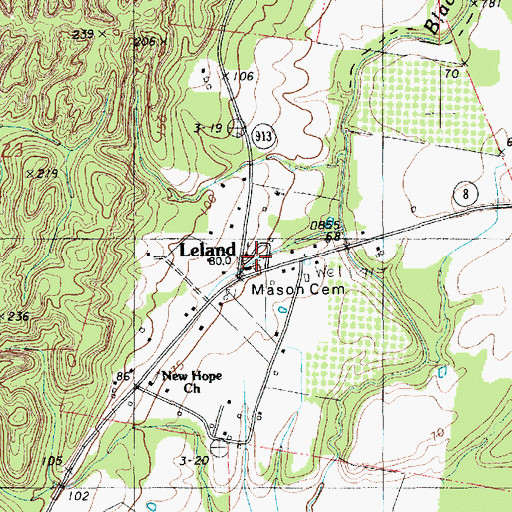 Topographic Map of Mason Cemetery, LA